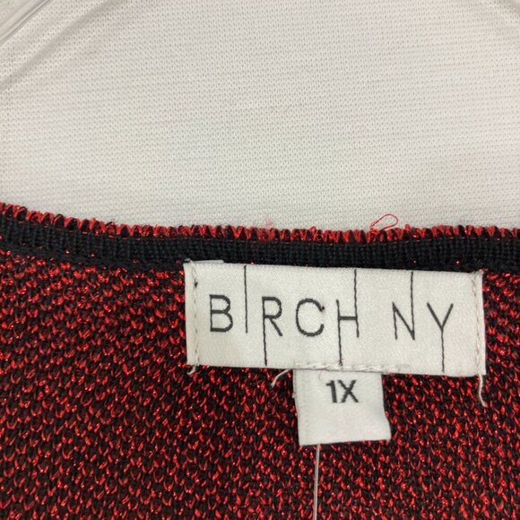 New Birch NY size 1X Red Black Ombre V Neck Stretch Knit Long Sleeve Sweater - Picture 2 of 9